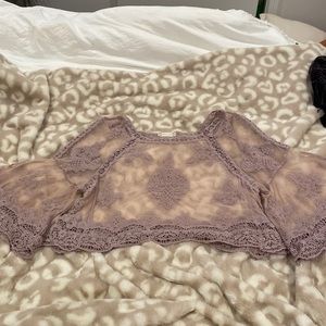 See through quarter sleeve purple altars state top size S